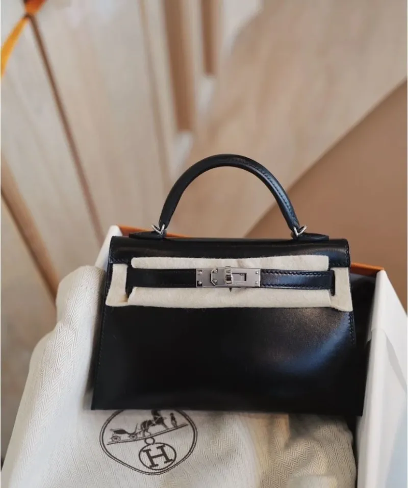 Hermes Black Mini Kelly Leather Handbag