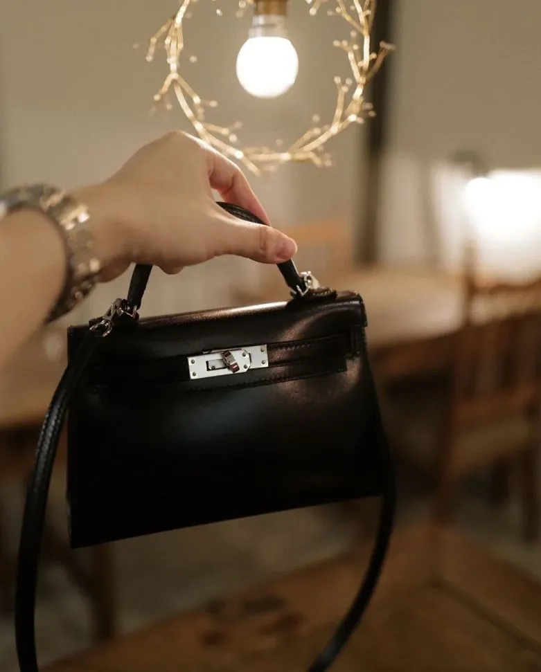 Alternative view of Hermes Black Mini Kelly Leather Handbag