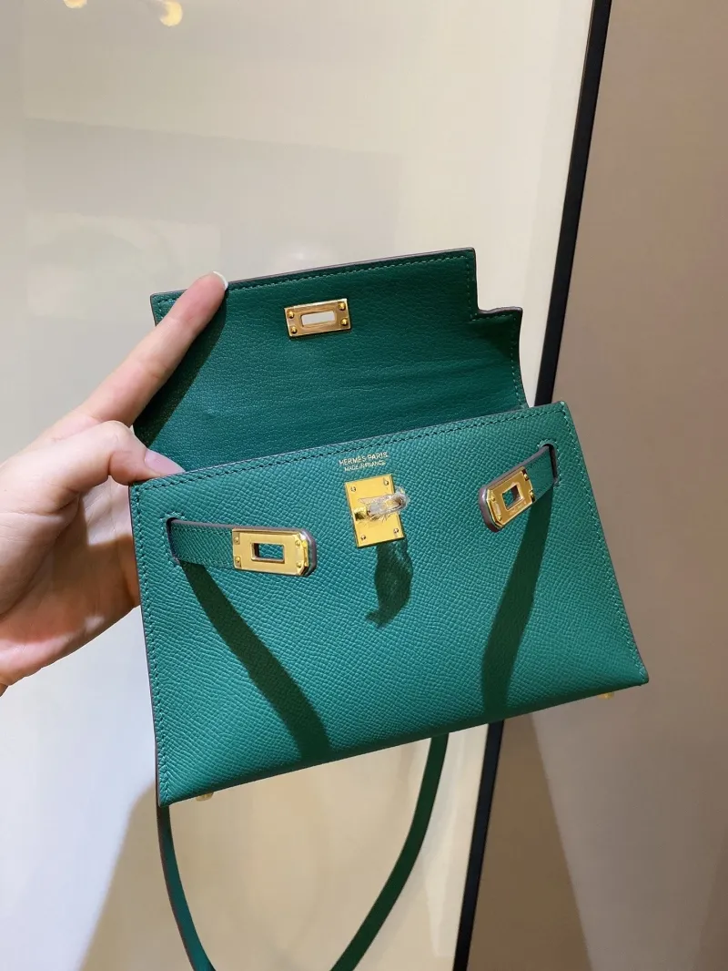 Hermes Green Kelly Mini Crossbody Bag - Image 7
