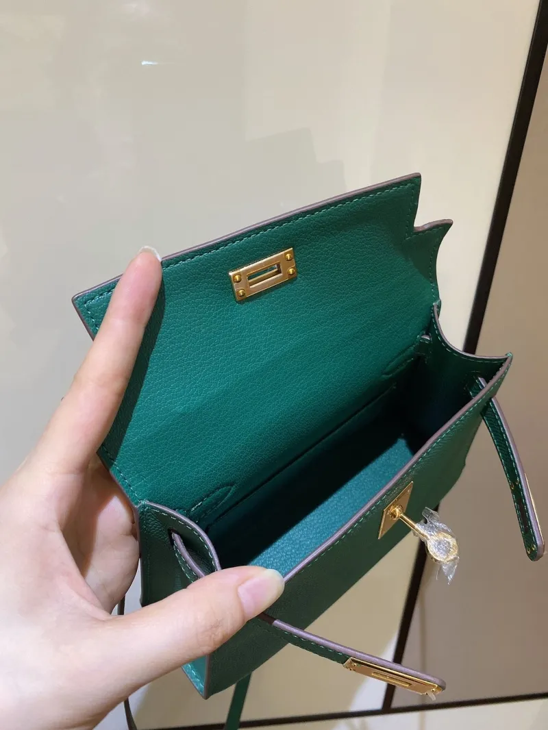 Hermes Green Kelly Mini Crossbody Bag - Image 8