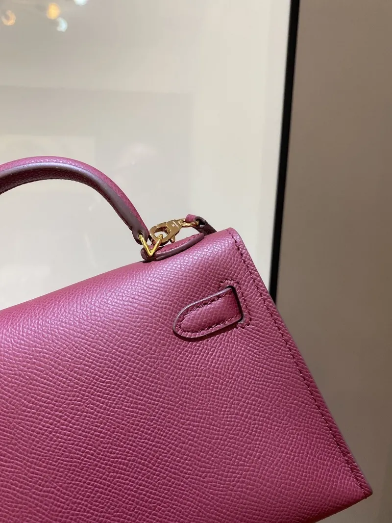 Hermes Burgundy Mini Kelly Leather Crossbody Bag - Image 5