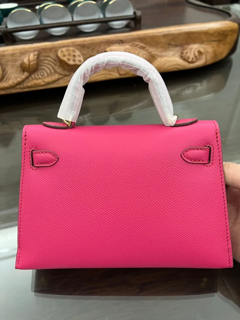 Hermes Kelly Pink Leather Handbag 156 - Image 4