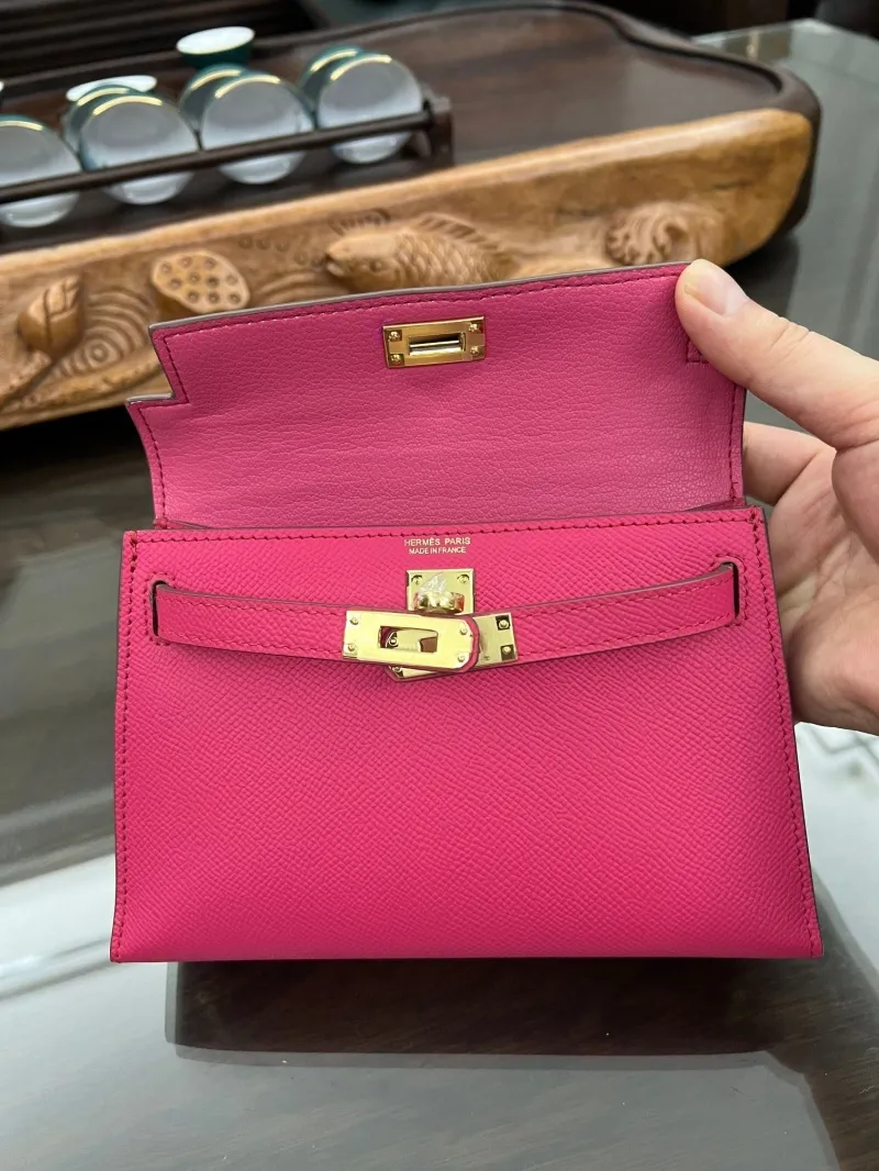 Hermes Kelly Pink Leather Handbag 156 - Image 6
