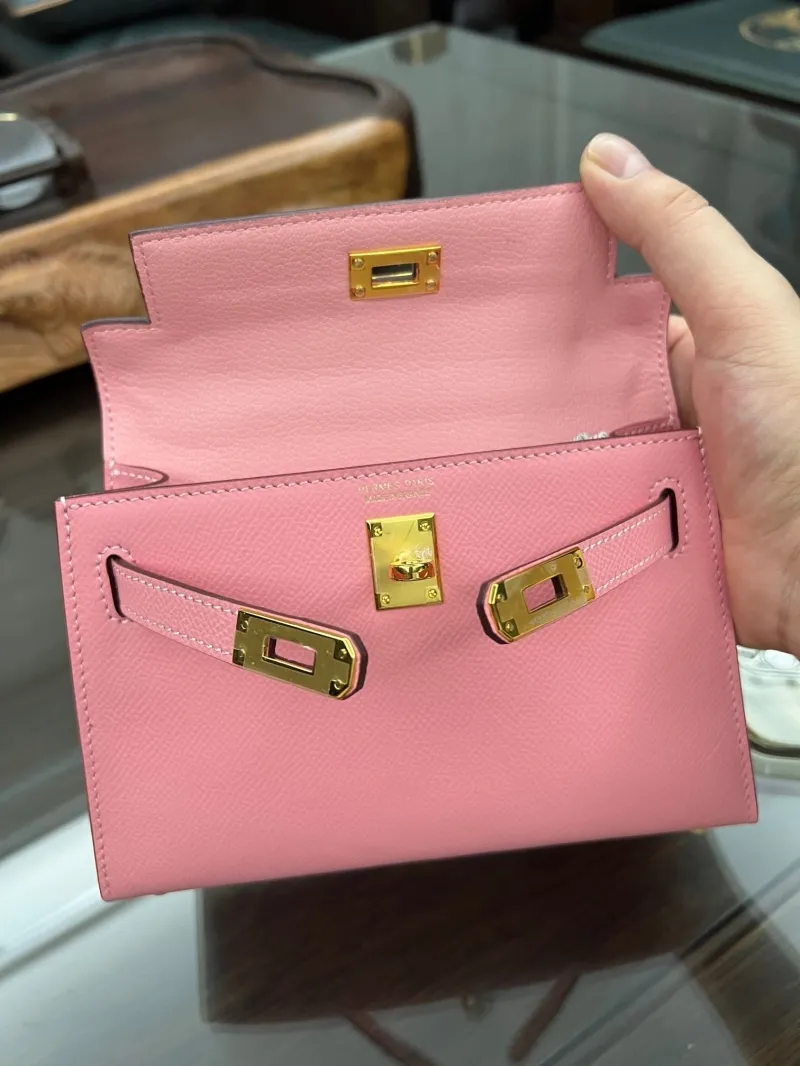 Hermes Pink Mini Kelly Handbag 163 - Image 8