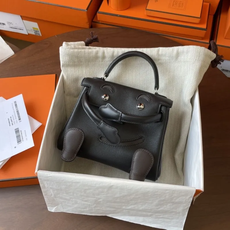 Alternative view of Hermes Kelly Doll Dark Gray Leather Bag 166