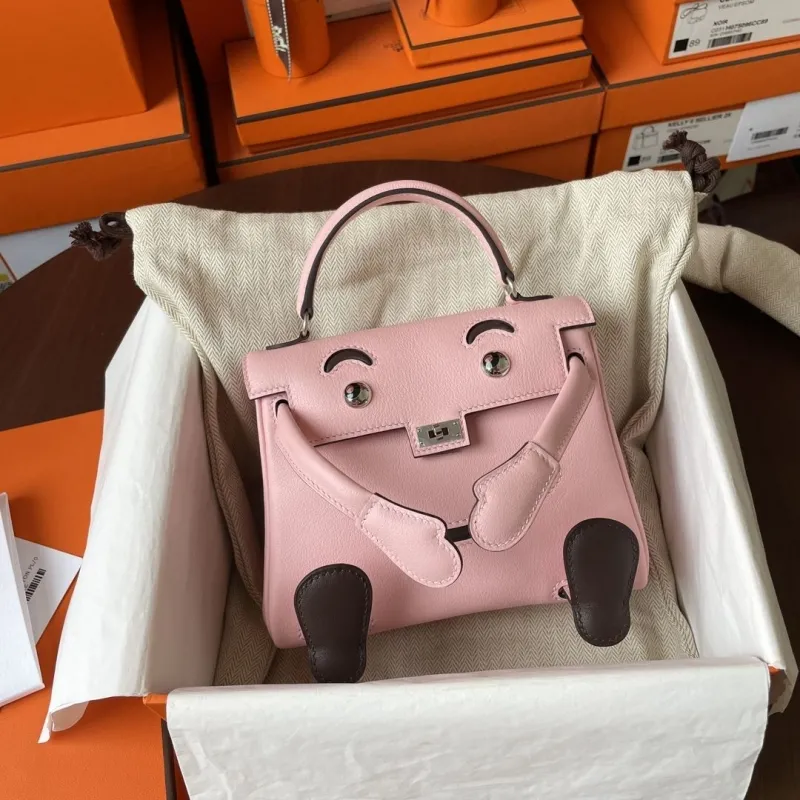 Hermes Pink Kelly Doll Leather Handbag