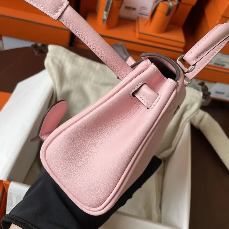 Hermes Pink Kelly Doll Leather Handbag - Image 8