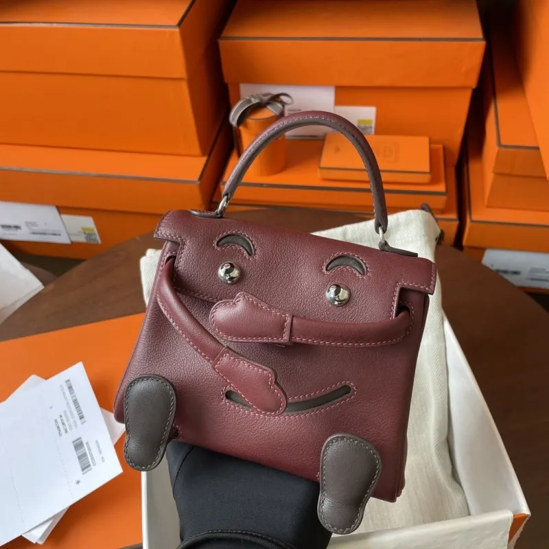 Hermes Burgundy Kelly Doll Handbag 171 - Image 3