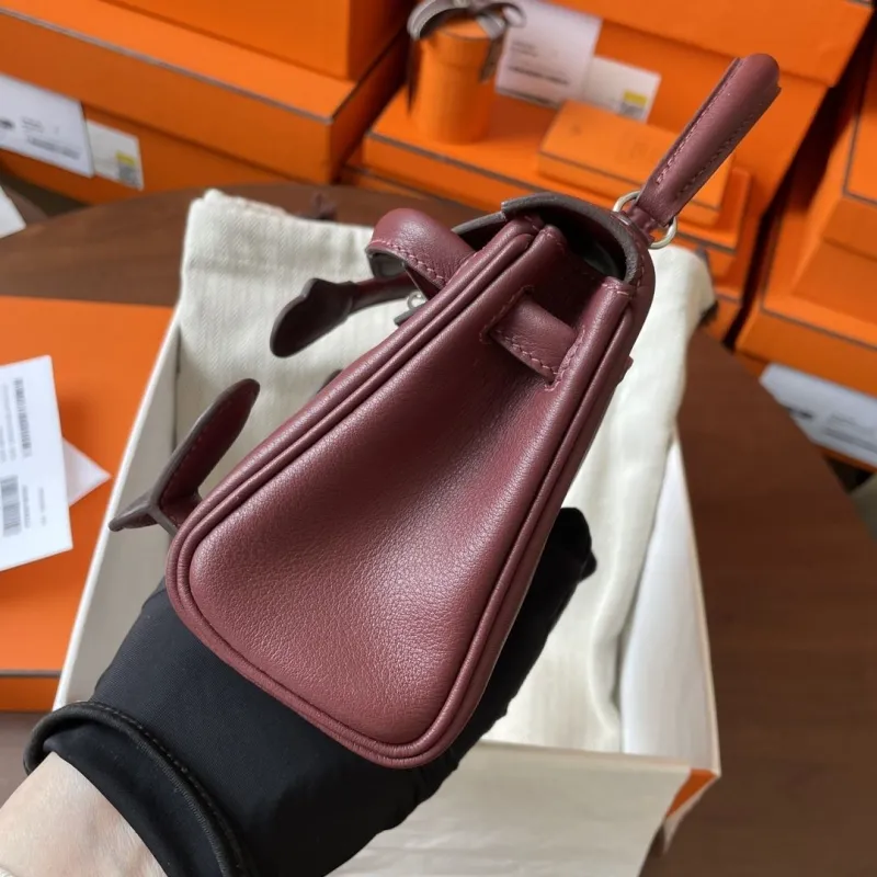 Hermes Burgundy Kelly Doll Handbag 171 - Image 6