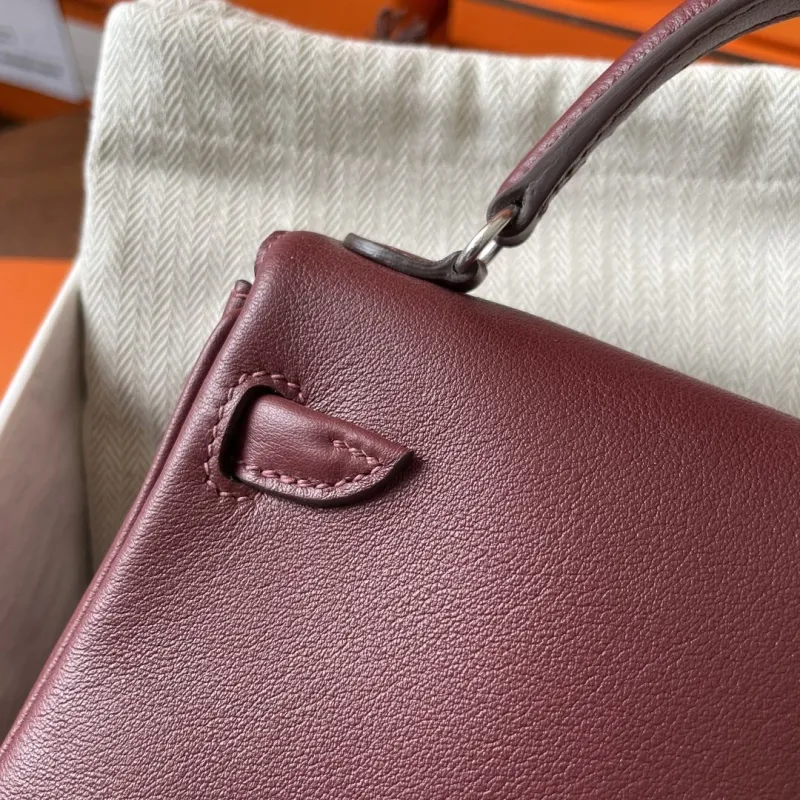 Hermes Burgundy Kelly Doll Handbag 171 - Image 9