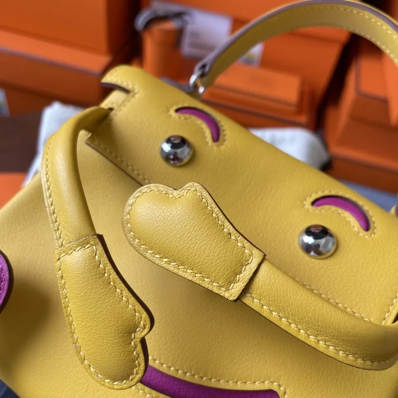 Alternative view of Hermes Yellow Pink Kelly Doll Leather Bag
