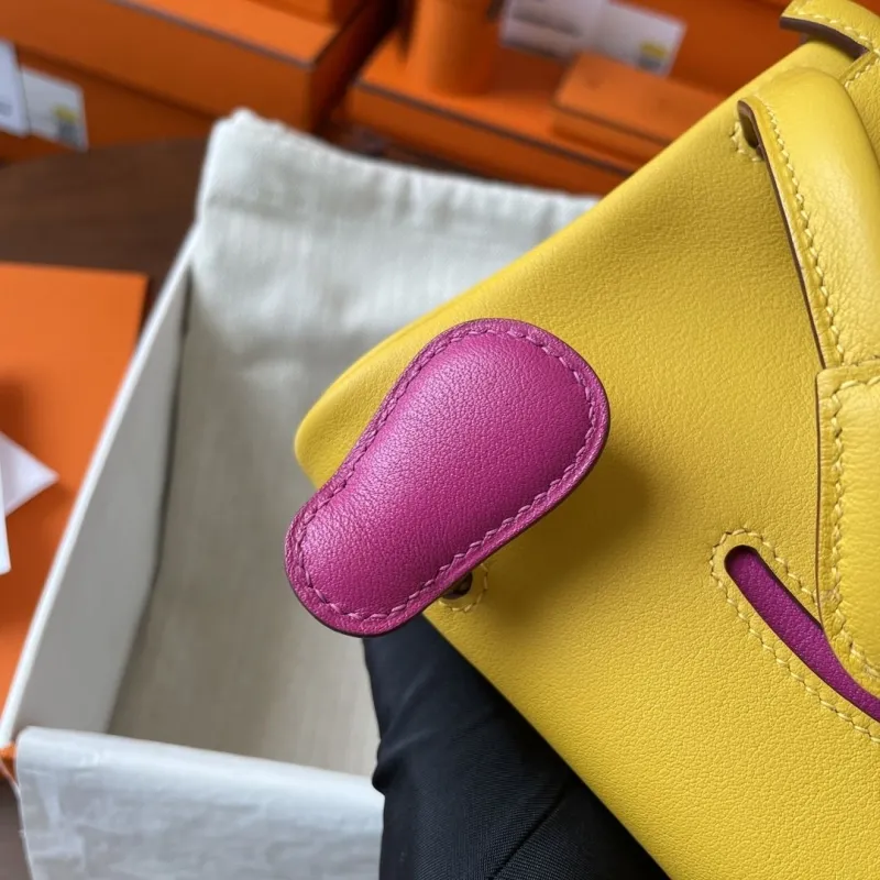 Hermes Yellow Pink Kelly Doll Leather Bag - Image 3