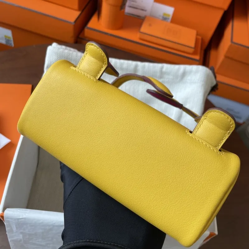 Hermes Yellow Pink Kelly Doll Leather Bag - Image 4
