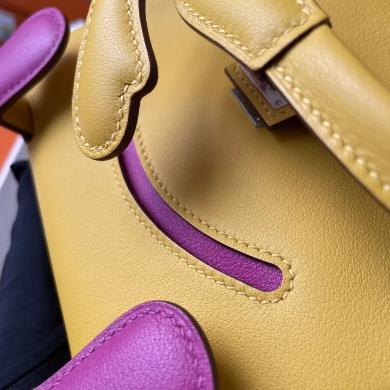 Hermes Yellow Pink Kelly Doll Leather Bag - Image 7