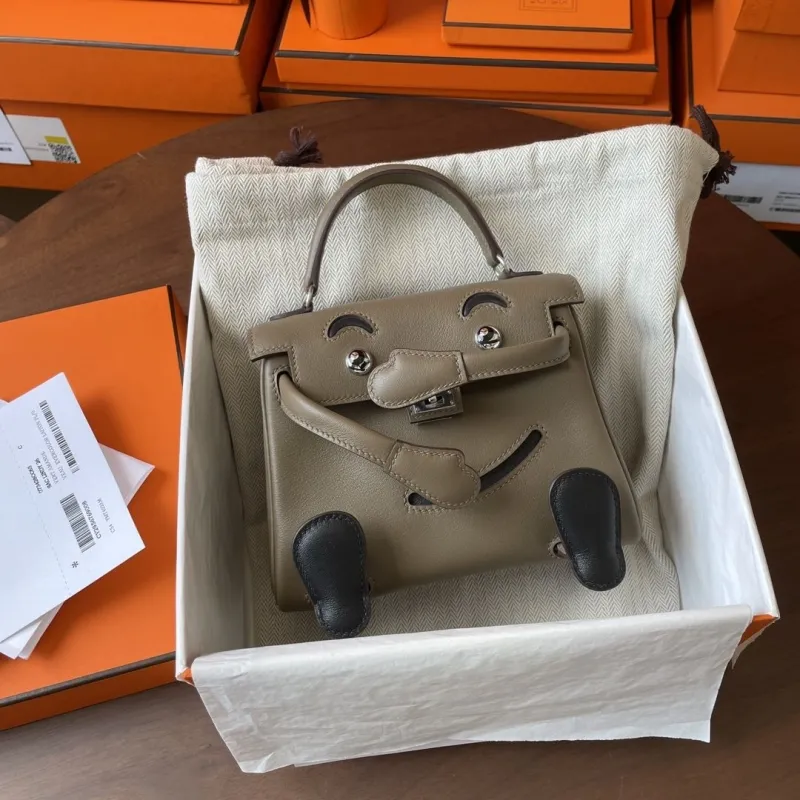 Hermes Etoupe Kelly Doll Leather Handbag