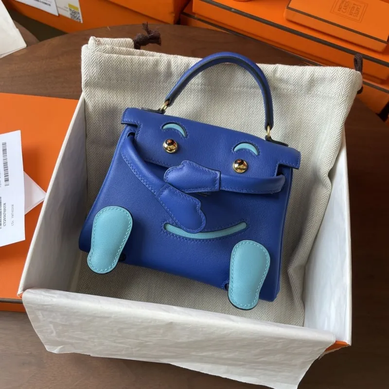 Alternative view of Hermes Kelly Doll Blue Leather Handbag