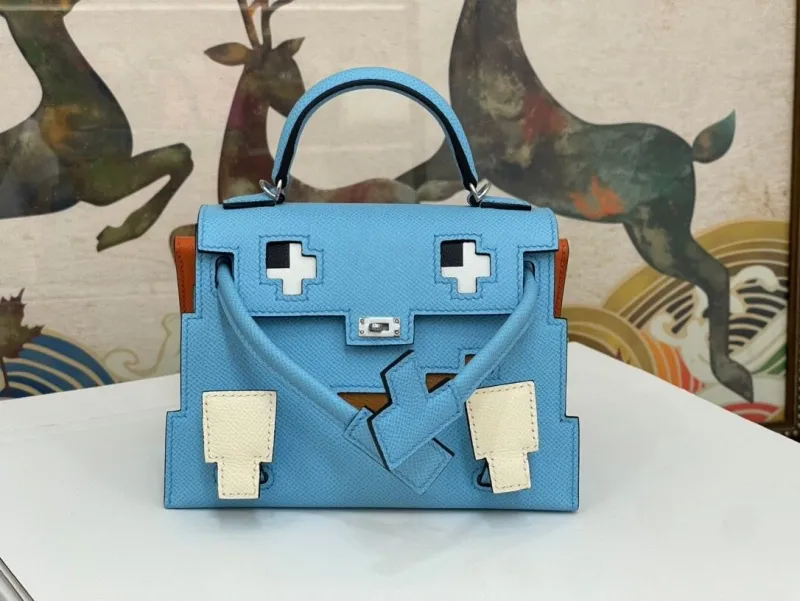 Hermes Light Blue Robot Kelly Handbag 179