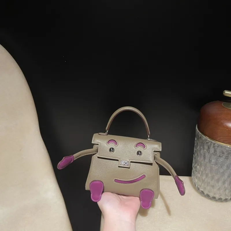 Hermes Kelly Doll Handbag Taupe Purple SKU 181