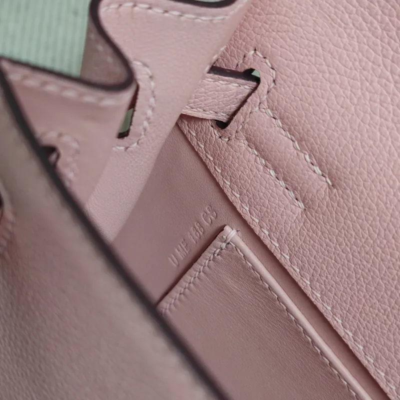 Hermes Pink Leather Kelly Handbag 187 - Image 7