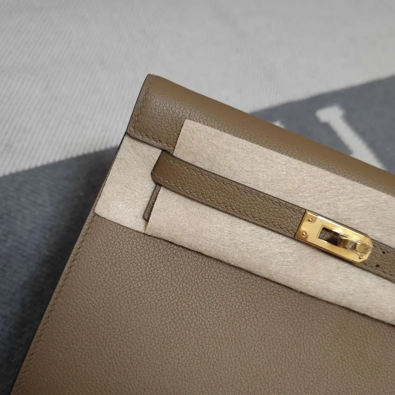 Hermes Taupe Leather Kelly Bag 191 - Image 5