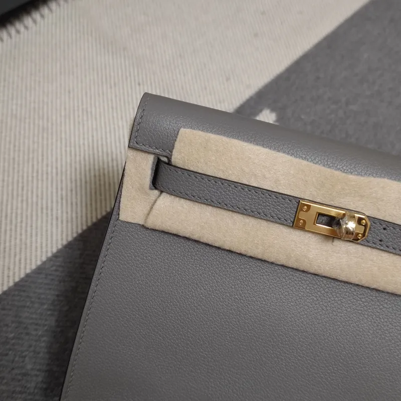 Hermes Gray Leather Kelly Bag 192 - Image 5
