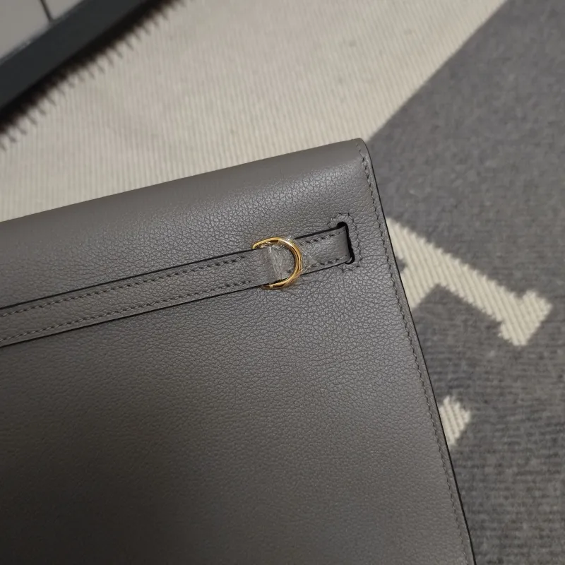 Hermes Gray Leather Kelly Bag 192 - Image 6