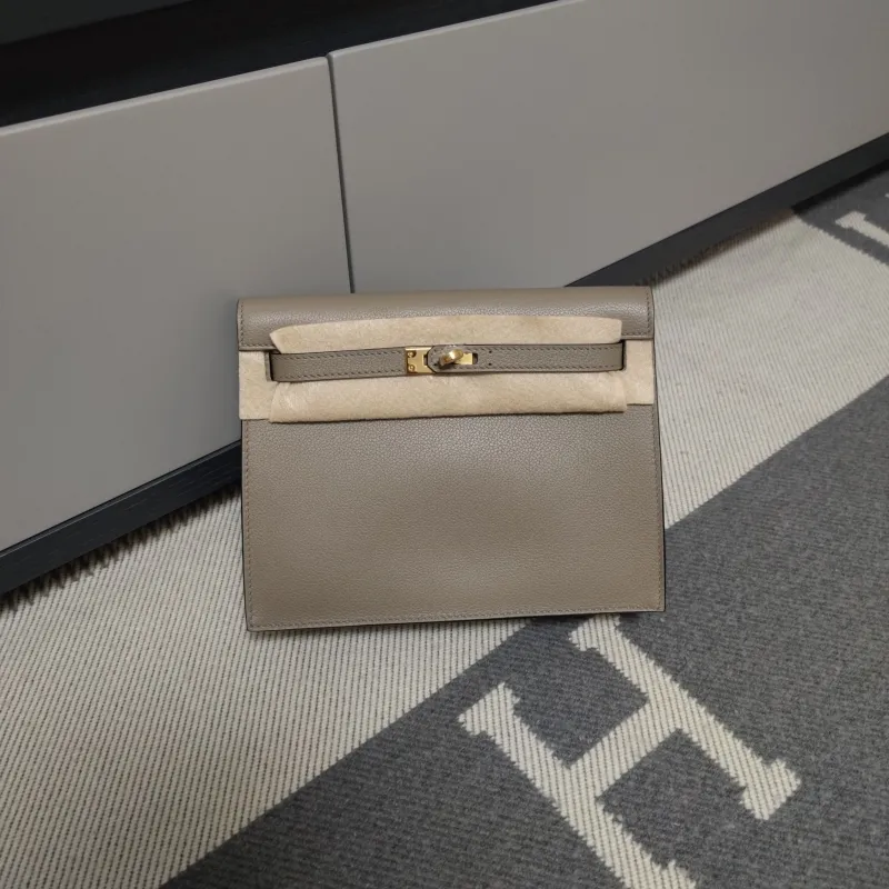 Hermes Gray Leather Kelly Bag 196