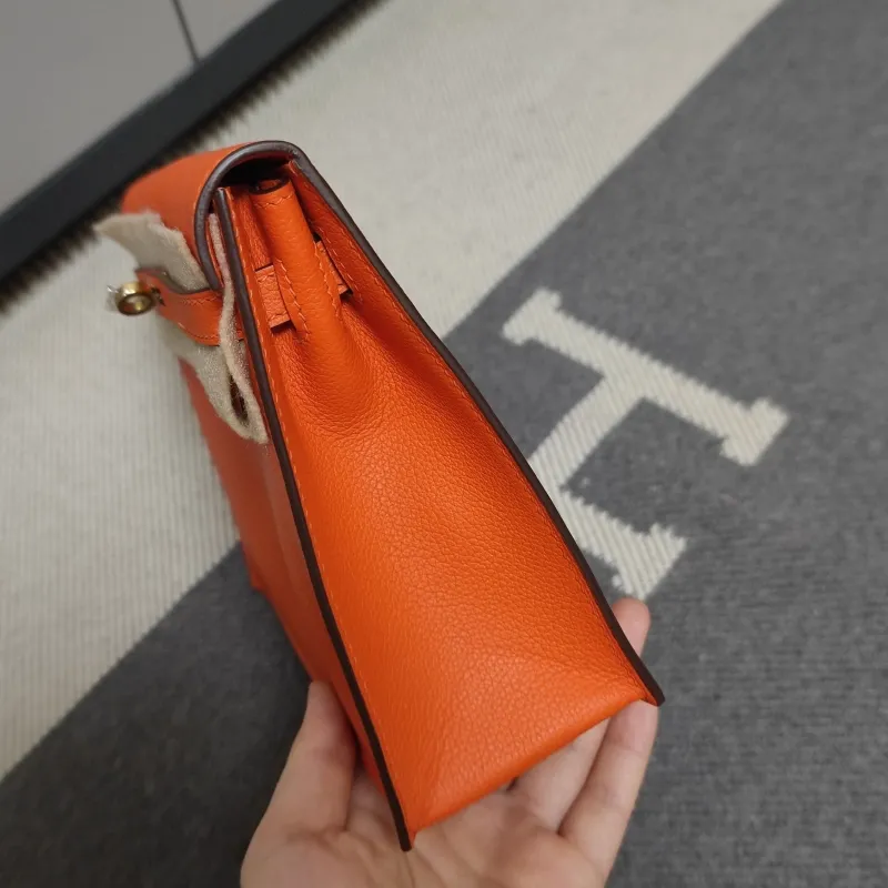 Hermes Orange Kelly Leather Bag 197 - Image 3