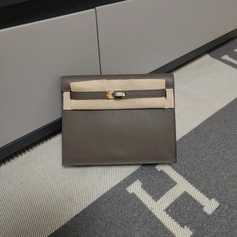 Hermes Gray Leather Kelly Bag