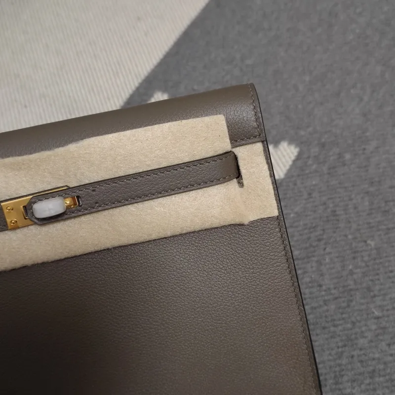 Hermes Gray Leather Kelly Bag - Image 5