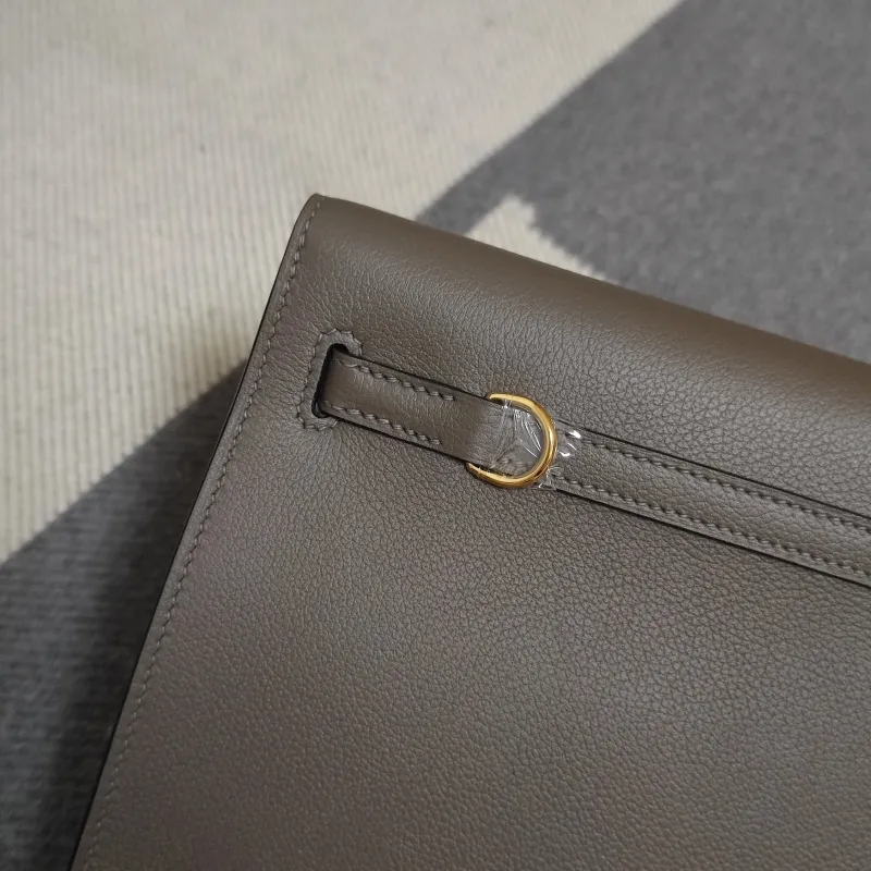 Hermes Gray Leather Kelly Bag - Image 6