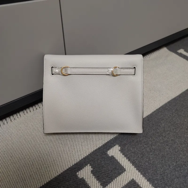 Alternative view of Hermes Kelly 206 Light Gray Leather Handbag