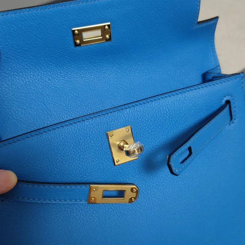 Hermes Blue Kelly Bag 208 - Image 7