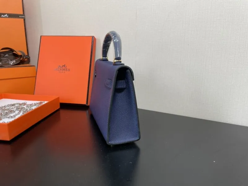 Hermes Navy Blue Kelly Bag 211 - Image 3