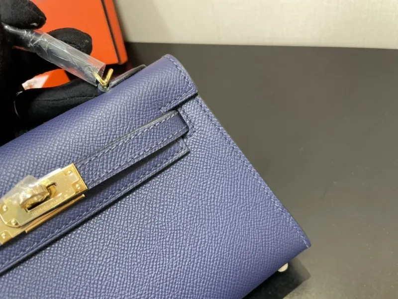 Hermes Navy Blue Kelly Bag 211 - Image 5