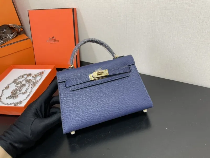Hermes Navy Blue Kelly Bag 211 - Image 6