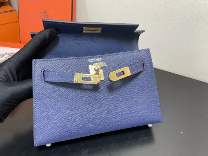 Hermes Navy Blue Kelly Bag 211 - Image 7