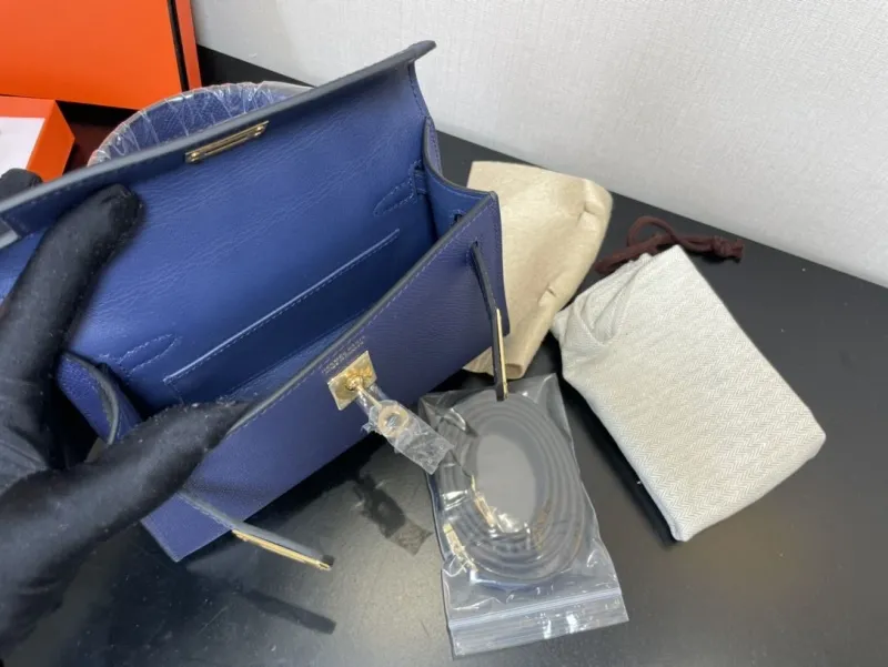 Hermes Navy Blue Kelly Bag 211 - Image 9