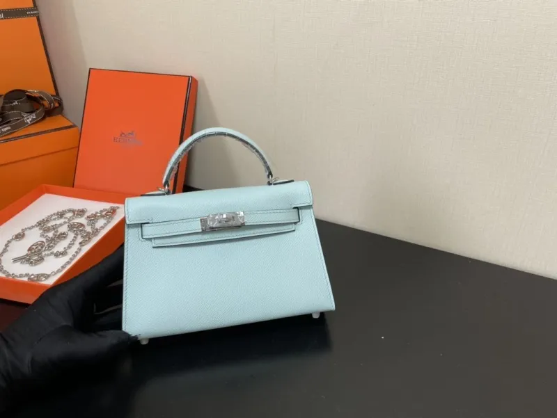 Hermes Light Blue Kelly Handbag 216 - Image 7
