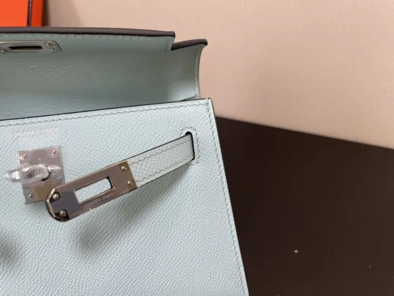 Hermes Light Blue Kelly Handbag 216 - Image 8
