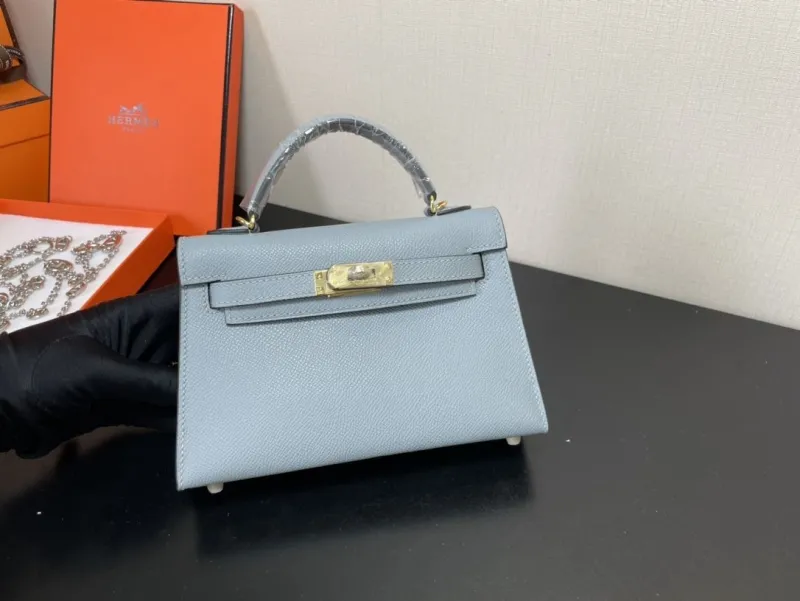 Hermes Mini Kelly Light Blue Handbag 220 - Image 5