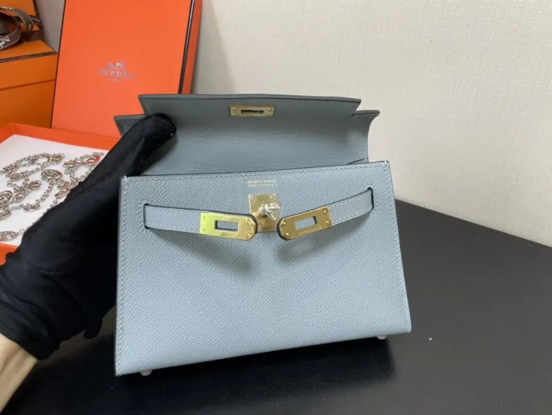 Hermes Mini Kelly Light Blue Handbag 220 - Image 6
