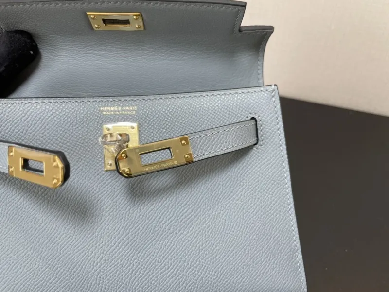 Hermes Mini Kelly Light Blue Handbag 220 - Image 8