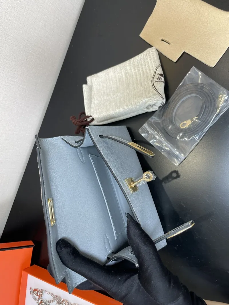 Hermes Mini Kelly Light Blue Handbag 220 - Image 9