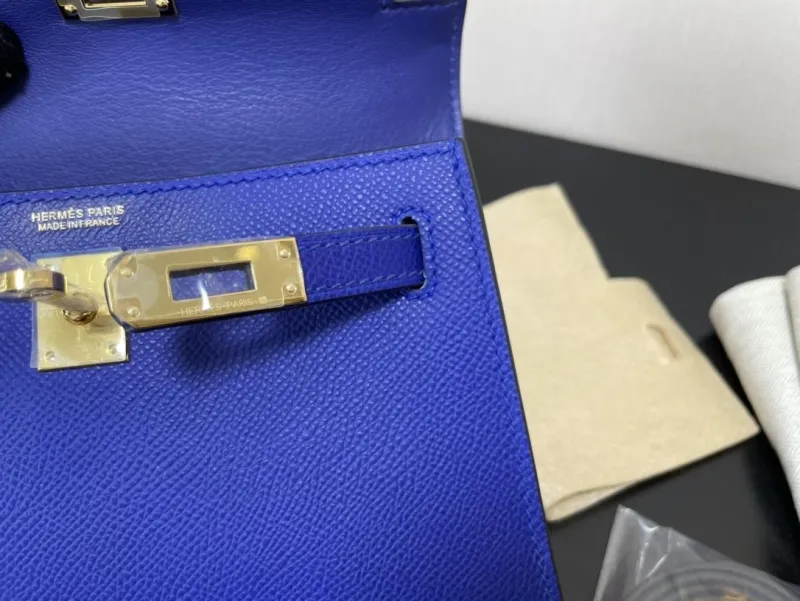 Hermes Blue Kelly Handbag 233 - Image 9