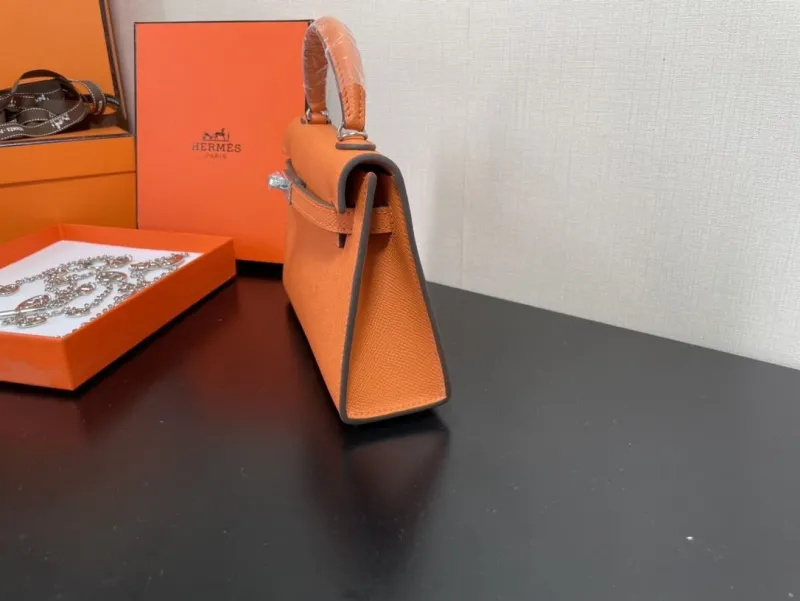 Alternative view of Hermes Orange Mini Kelly Leather Handbag