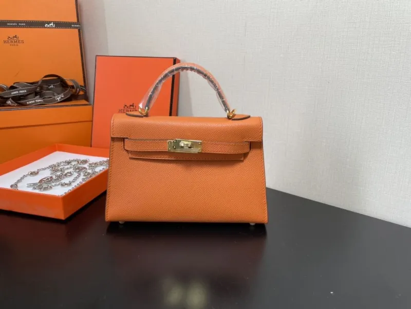 Hermes Orange Mini Kelly Handbag 237