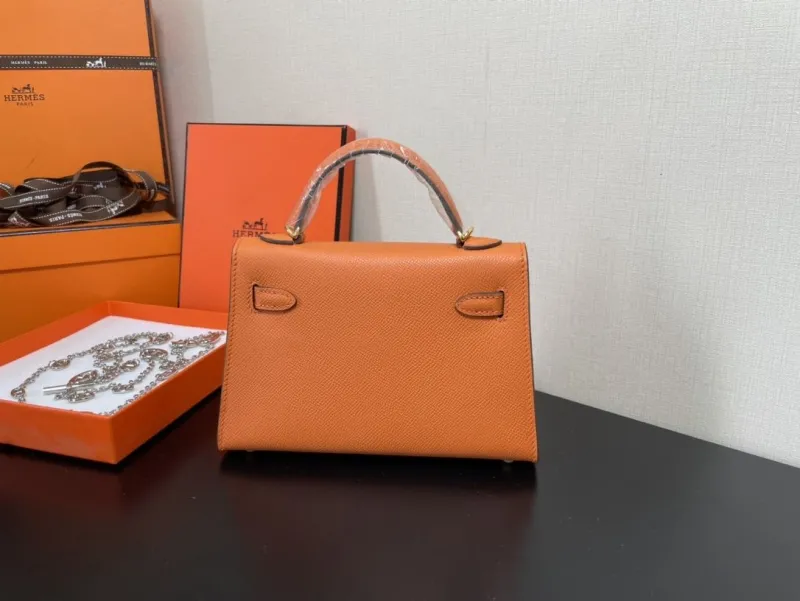 Hermes Orange Mini Kelly Handbag 237 - Image 3