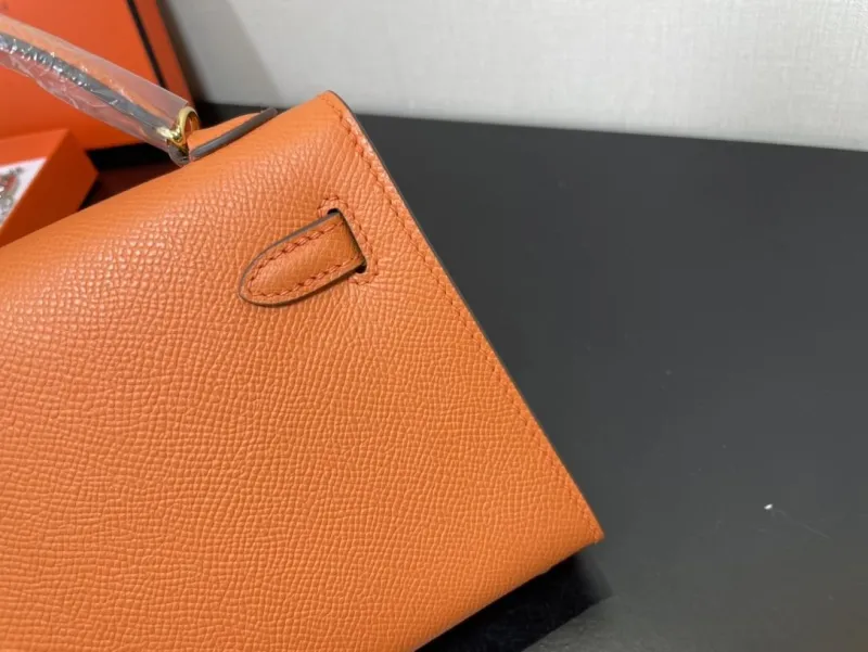 Hermes Orange Mini Kelly Handbag 237 - Image 4