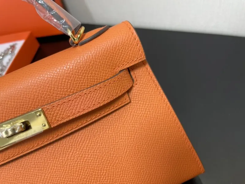 Hermes Orange Mini Kelly Handbag 237 - Image 6